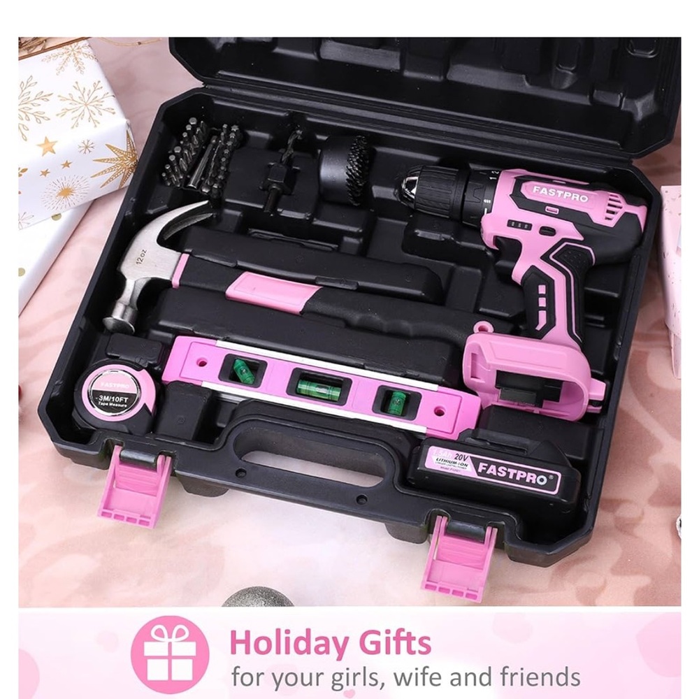 177 piece drill & home tool kit pink